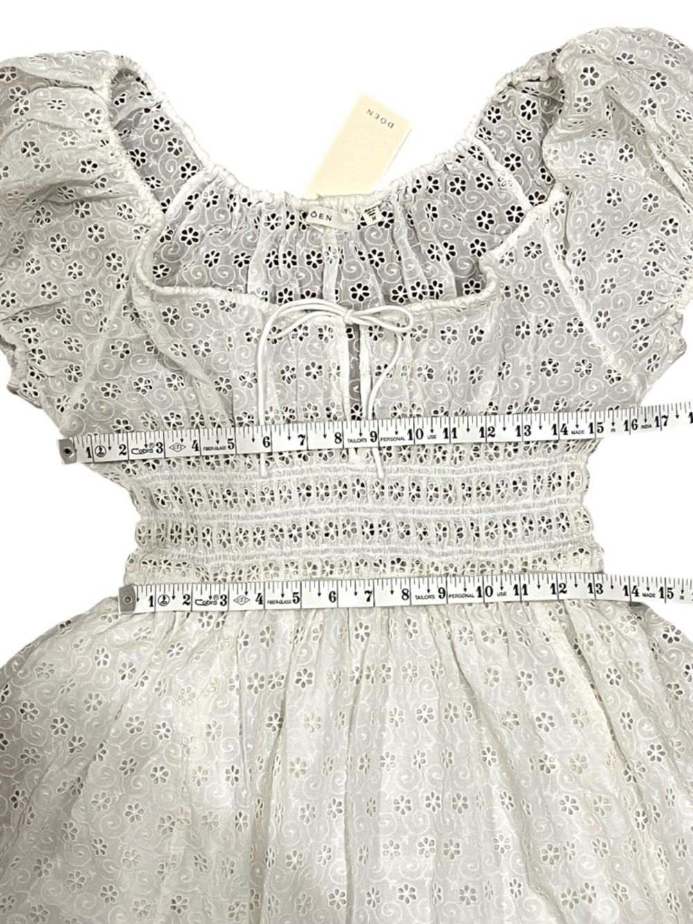 DÔEN Quinn Eyelet Dress Salt White Cotton Romantic Prairie NEW NWT - Picture 6 of 9